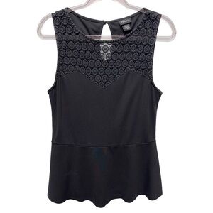 Torrid Lace Crochet Flare Peplum Ponte Knit Blouse Top